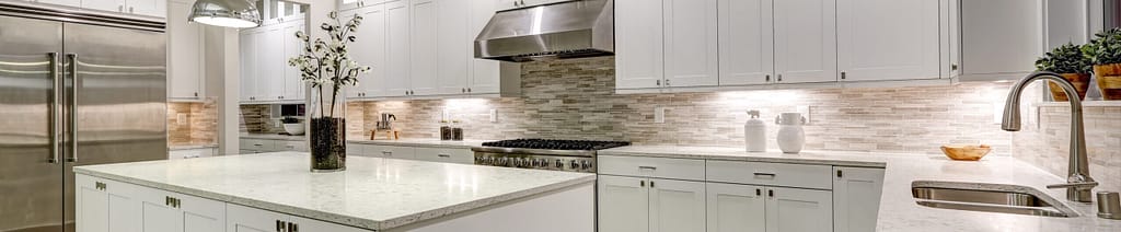 White Kitchen with Brown
